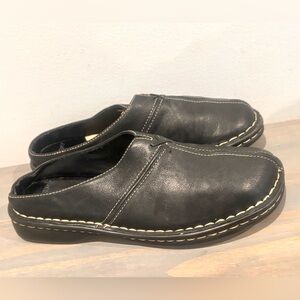 Dockers Daffodil Womens Black Leather Clogs Mule Slip On Casual Shoes- Sz 6